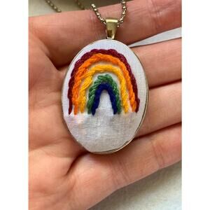 Handmade Rainbow Embroidery Necklace